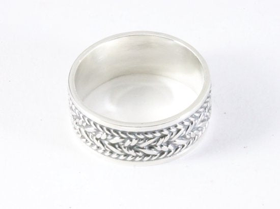 Zware zilveren ring met kabelpatroon afbeelding 2