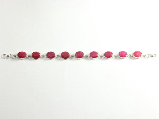 Zilveren schakelarmband met robijn afbeelding 3