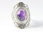 Bewerkte zilveren ring met amethist afbeelding 4