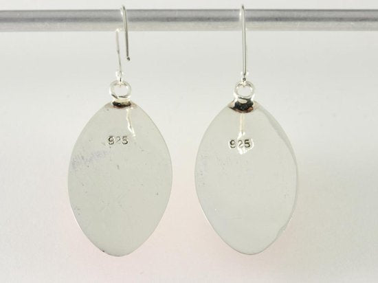 Grote zilveren oorbellen met rode koraal steen afbeelding 2