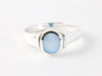 Fijne hoogglans zilveren ring met blauwe schelp afbeelding 4