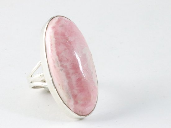 Grote ovale zilveren ring met rhodochrosiet afbeelding 1