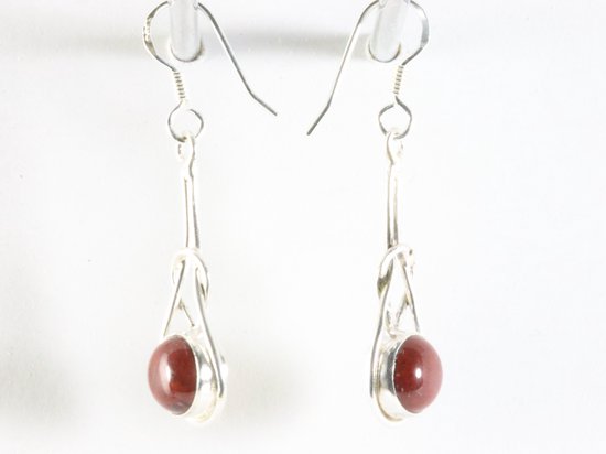 Zilveren oorbellen met rode jaspis afbeelding 2