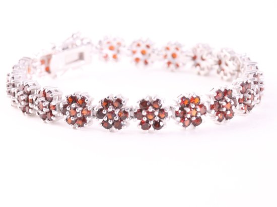 Zilveren tennisarmband met granaat afbeelding 2