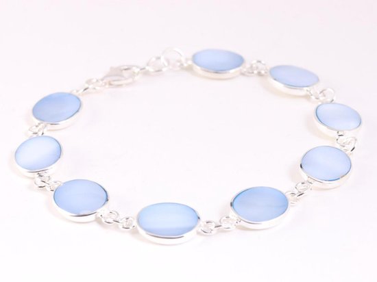 Zilveren armband met lichtblauwe schelp afbeelding 2