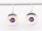 Ronde bewerkte zilveren oorbellen met amethist afbeelding 3
