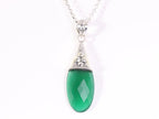 Bewerkte zilveren hanger met groene onyx aan ketting afbeelding 4