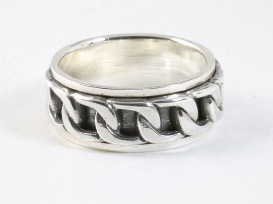 Zware zilveren geluksring met gourmet schakels afbeelding 1