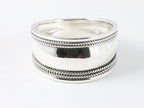 Brede hoogglans zilveren ring met kabelpatronen afbeelding 4