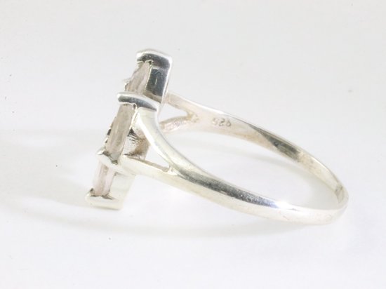 Fijne zilveren ring met rozenkwarts afbeelding 2