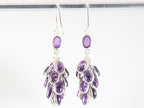 Lange trosvormige zilveren oorbellen met amethist afbeelding 2
