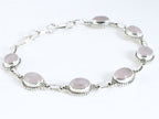 Bewerkte zilveren armband met rozenkwarts afbeelding 2