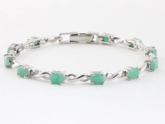 Zilveren tennisarmband met smaragd afbeelding 1
