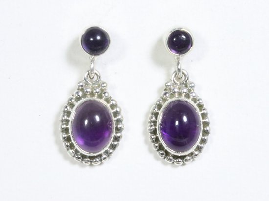 Bewerkte zilveren oorstekers met amethist afbeelding 2