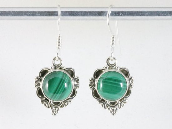 Bewerkte zilveren oorbellen met malachiet afbeelding 3
