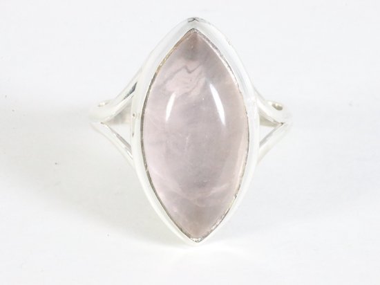 Hoogglans zilveren ring met rozenkwarts afbeelding 4