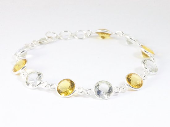 Zilveren armband met citrien en bergkristal afbeelding 2