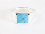Zilveren zegelring met blauwe turkoois afbeelding 4