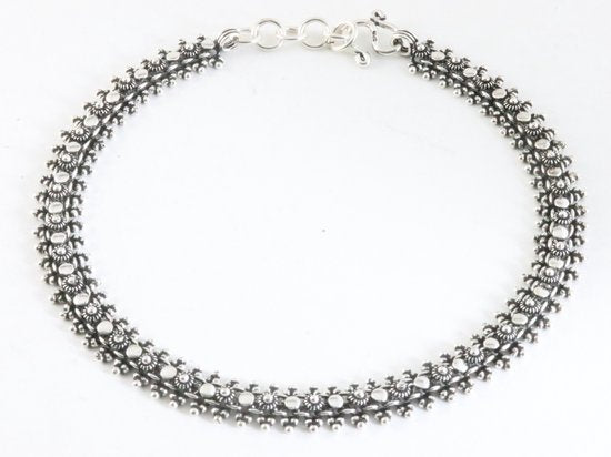 Zware fijn bewerkte zilveren enkelband afbeelding 1