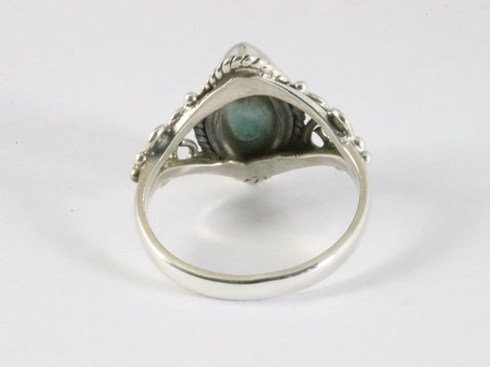 Fijne bewerkte zilveren ring met larimar afbeelding 3