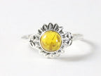 Fijne bewerkte zilveren ring met amber afbeelding 4