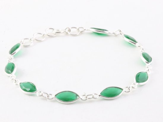 Fijne zilveren armband met smaragd afbeelding 2