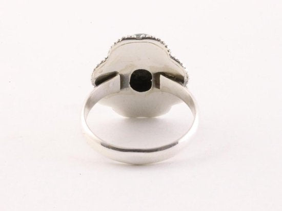 Bewerkte zilveren ring met serafiniet afbeelding 3