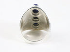 Zware bewerkte zilveren ring met 3 lapis lazuli stenen afbeelding 3