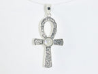 Bewerkte zilveren ankh hanger met regenboog maansteen afbeelding 3