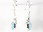 Opengewerkte zilveren oorbellen met aqua chalcedoon afbeelding 2