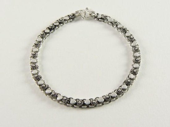 Fijne bewerkte zilveren schakelarmband afbeelding 2