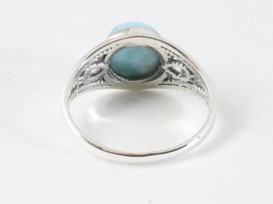 Fijne opengewerkte zilveren ring met larimar afbeelding 3