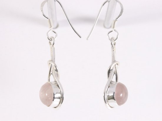 Zilveren oorbellen met rozenkwarts afbeelding 2
