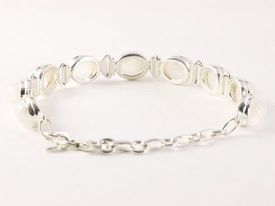 Zware zilveren armband met regenboog maansteen afbeelding 3