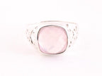 Opengewerkte zilveren ring met rozenkwarts afbeelding 4
