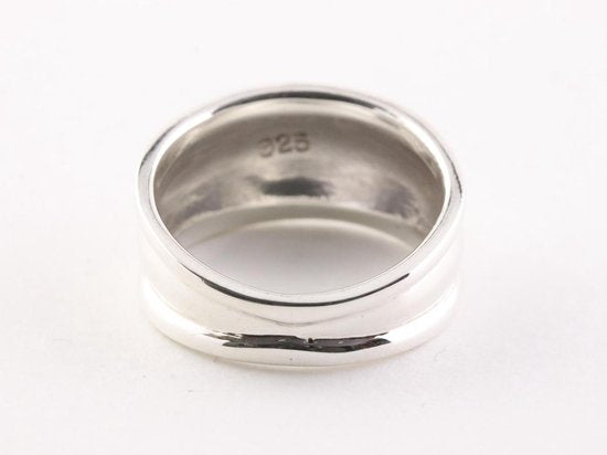 Brede hoogglans zilveren ring met ribbels afbeelding 3