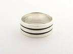 Zilveren ring met zwarte banden afbeelding 1