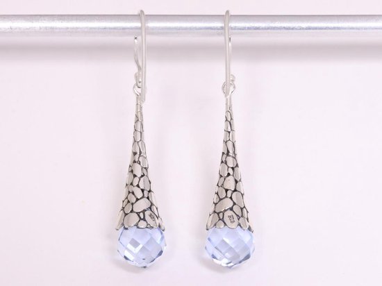 Bewerkte zilveren oorbellen met aquamarijn afbeelding 3