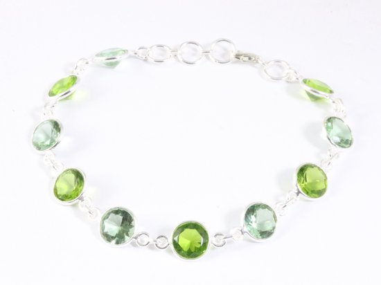 Zilveren armband met groene amethist en peridoot afbeelding 1