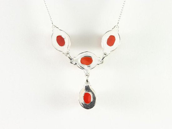 Bewerkte zilveren ketting met carneool afbeelding 2
