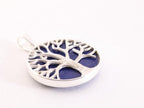 Ronde zilveren hanger met levensboom op lapis lazuli afbeelding 2