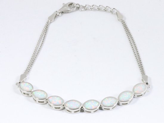 Hoogglans zilveren armband met welo opaal afbeelding 1