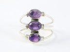Opengewerkte zilveren ring met 3 amethist stenen afbeelding 4
