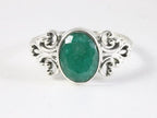 Fijne bewerkte zilveren ring met smaragd afbeelding 4