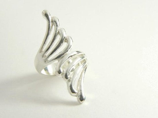 Opengewerkte langwerpige zilveren ring afbeelding 1