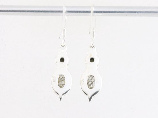 Fijne bewerkte zilveren oorbellen met zwarte rutielkwarts en onyx afbeelding 3