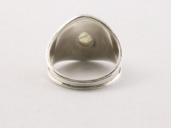 Bewerkte zilveren ring met gouden rutielkwarts afbeelding 4