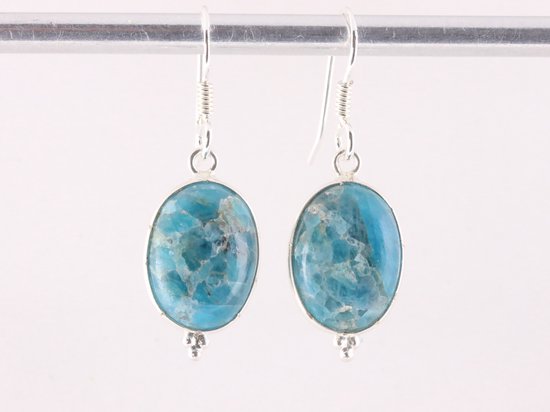 Zilveren oorbellen met blauwe apatiet afbeelding 4