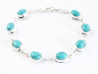 Hoogglans zilveren armband met turkoois afbeelding 1