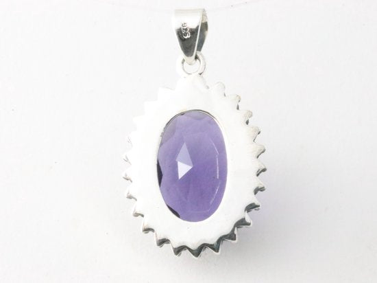 Bewerkte zilveren hanger met amethist afbeelding 3